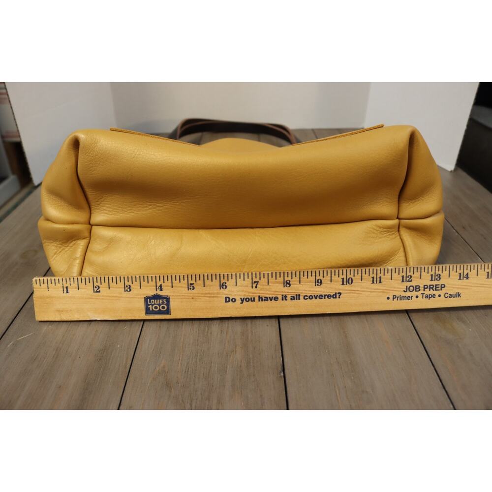 Portland Leather Yellow Tote Bag Large Double Handle Shoulder Bag - Picture 14 of 16